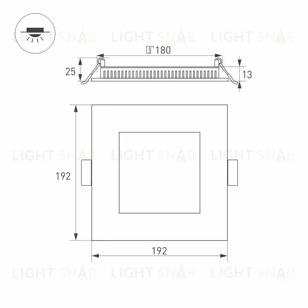 Встраиваемый светодиодный светильник Arlight DL-192x192M-18W Day White 021916 021916