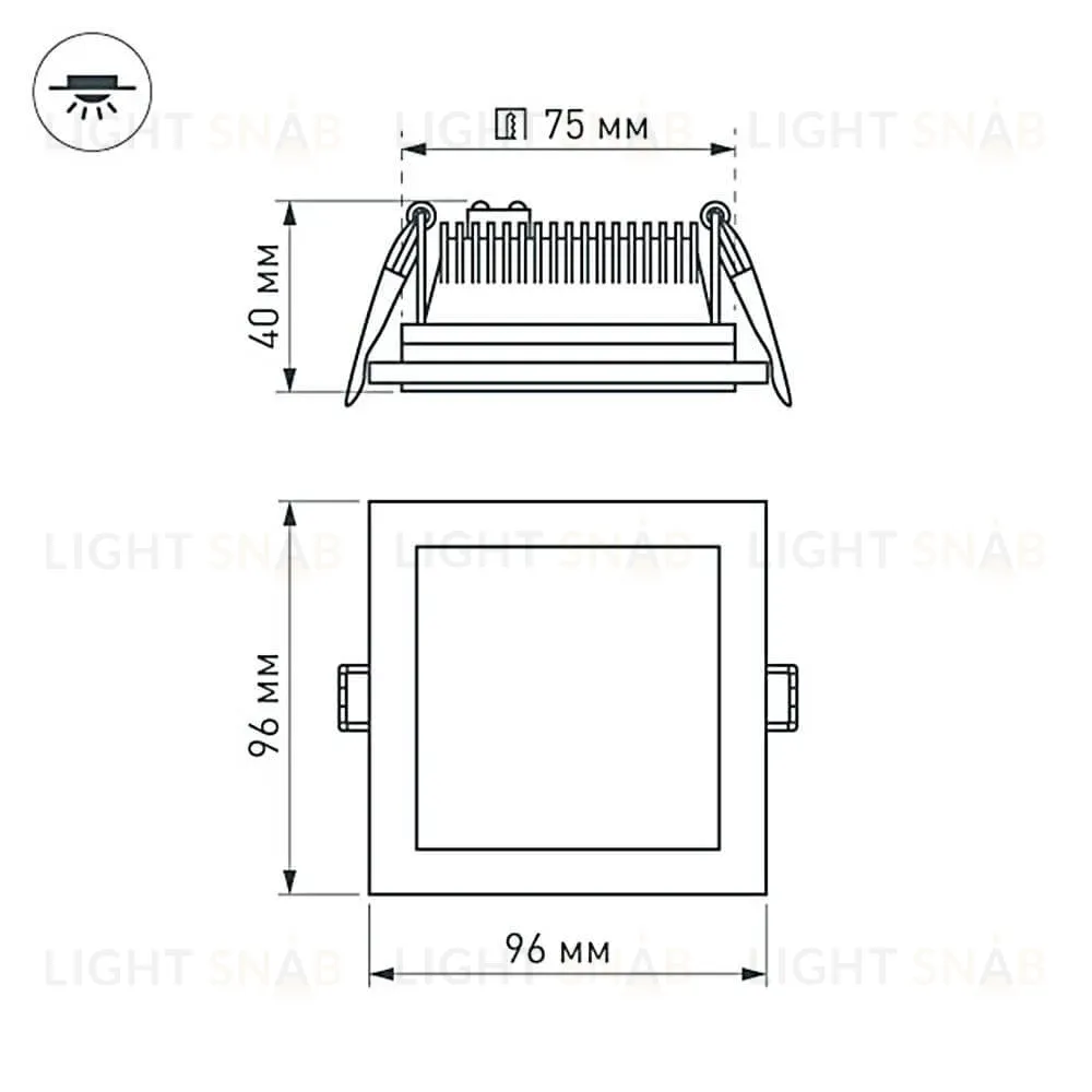 Встраиваемый светодиодный светильник Arlight LT-S96x96WH 6W Day White 014934 014934