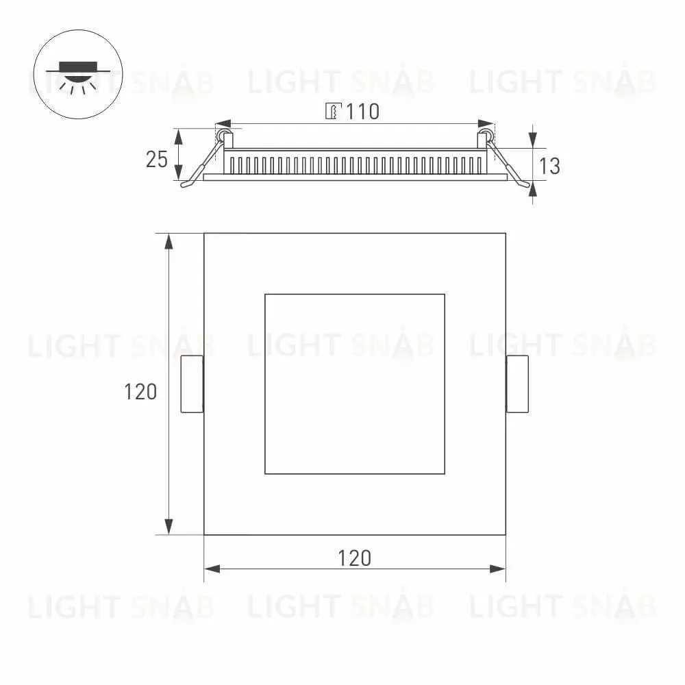 Встраиваемый светодиодный светильник Arlight DL-120x120M-9W Warm White 020127 020127