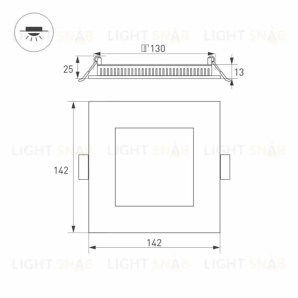 Встраиваемый светодиодный светильник Arlight DL-142x142M-13W Warm White 020130 020130