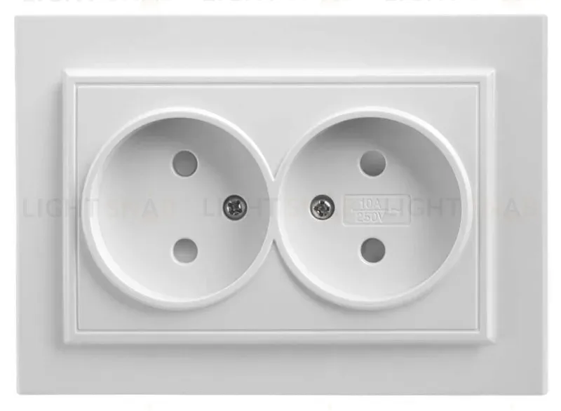 Розетка двойная Feron Stekker Эрна б/з 10A 250V белый PST10901301 39053 39053