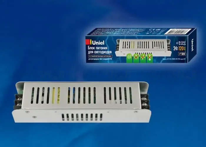 Блок питания (UL-00002431) Uniel 24V 120W IP20 5A UET-VAS-120B20 24V IP20 UET-VAS-120B20 24V IP20
