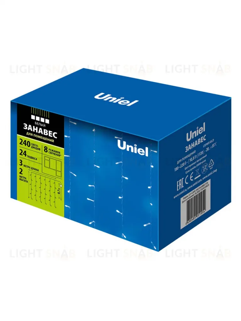 Светодиодная гирлянда (06739) Uniel занавес 220V белый ULD-C2030-240/DTA White IP20 ULD-C2030-240/DTA White IP20