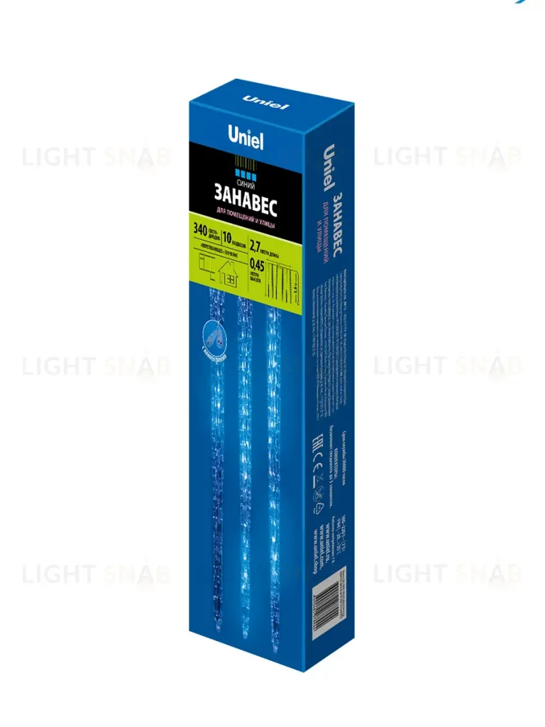 Светодиодная гирлянда (11125) Uniel занавес Сосульки 220V синий ULD-E3005-300/DTK BLUE IP44 ICICLE ULD-E3005-300/DTK BLUE IP44 ICICLE