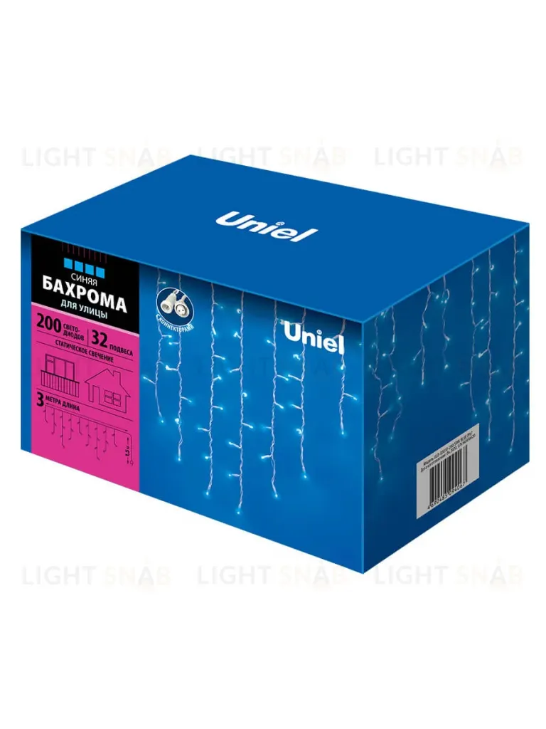 Светодиодная гирлянда (UL-00002329) Uniel бахрома 230V синий ULD-B3010-200/SWK Blue IP67 ULD-B3010-200/SWK Blue IP67