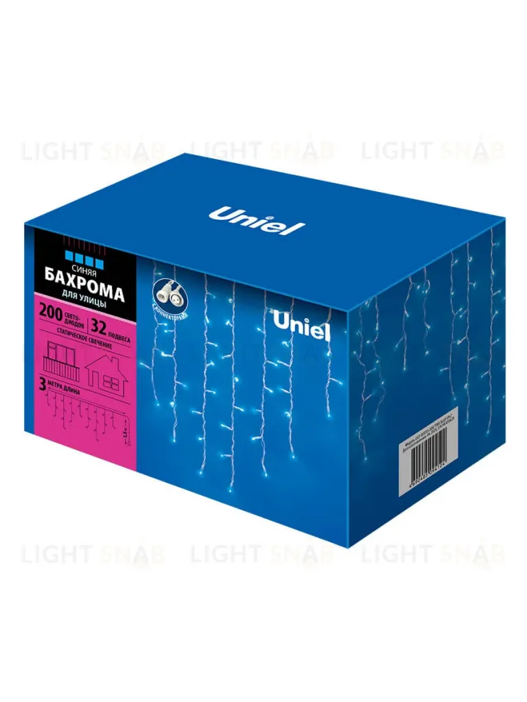 Уличная светодиодная гирлянда (UL-00002330) Uniel бахрома 230V синий ULD-B3010-200/TWK Blue IP67 ULD-B3010-200/TWK Blue IP67