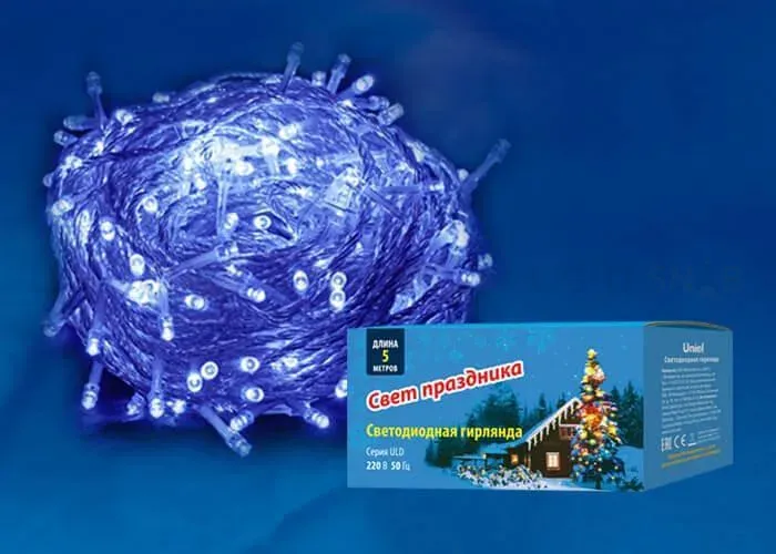 Светодиодная гирлянда (UL-00005253) Uniel 220V синий ULD-S0500-050/DTA Blue IP20 ULD-S0500-050/DTA Blue IP20
