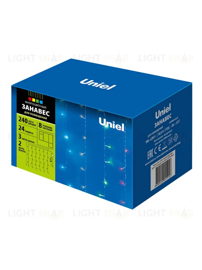 Светодиодная гирлянда Uniel (07943) занавес разноцветный ULD-C2030-240/DTA Multi IP20 ULD-C2030-240/DTA Multi IP20