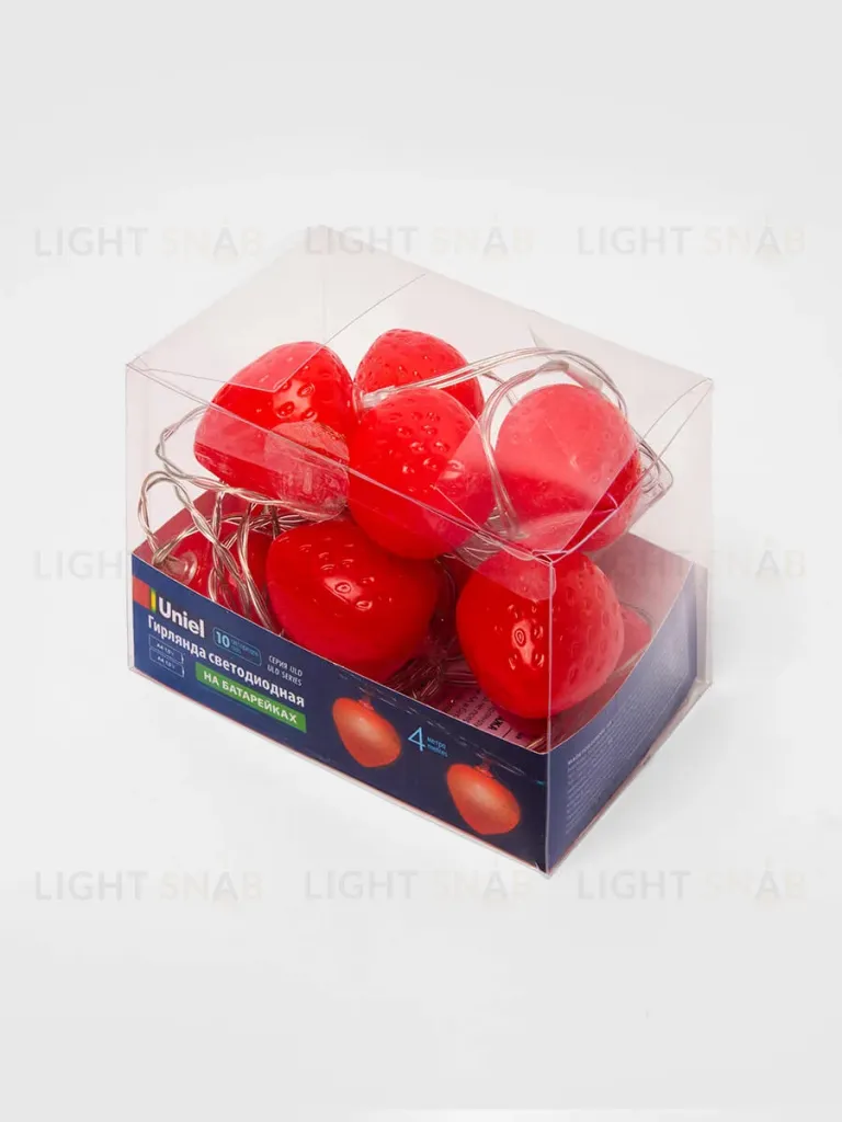 Светодиодная гирлянда Uniel Клубника (UL-00003394) красный ULD-S0400-010/STB/2AA Red IP20 Strawberry ULD-S0400-010/STB/2AA Red IP20 Strawberry