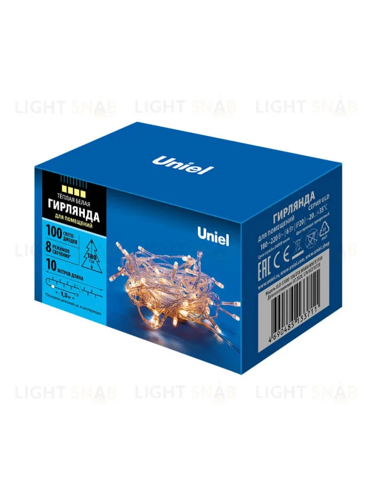 Светодиодная гирлянда Uniel (UL-00007200) теплый белый ULD-S1000-100/DTA Warm White IP20 ULD-S1000-100/DTA Warm White IP20