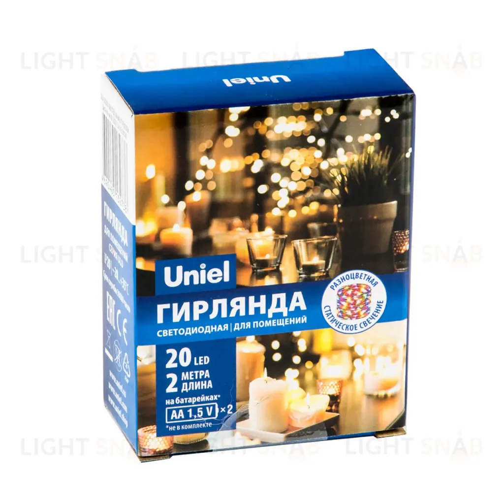 Светодиодная гирлянда Uniel Роса (UL-00007205) разноцветный ULD-S0200-020/SСB/2AA Multi IP20 Dew ULD-S0200-020/SСB/2AA Multi IP20 Dew