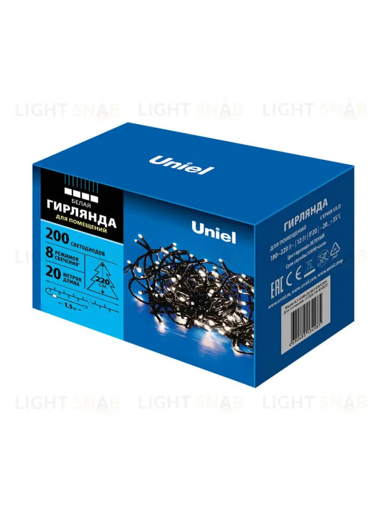 Светодиодная гирлянда Uniel (UL-00007309) белый ULD-S2000-200/DGA White IP20 ULD-S2000-200/DGA White IP20