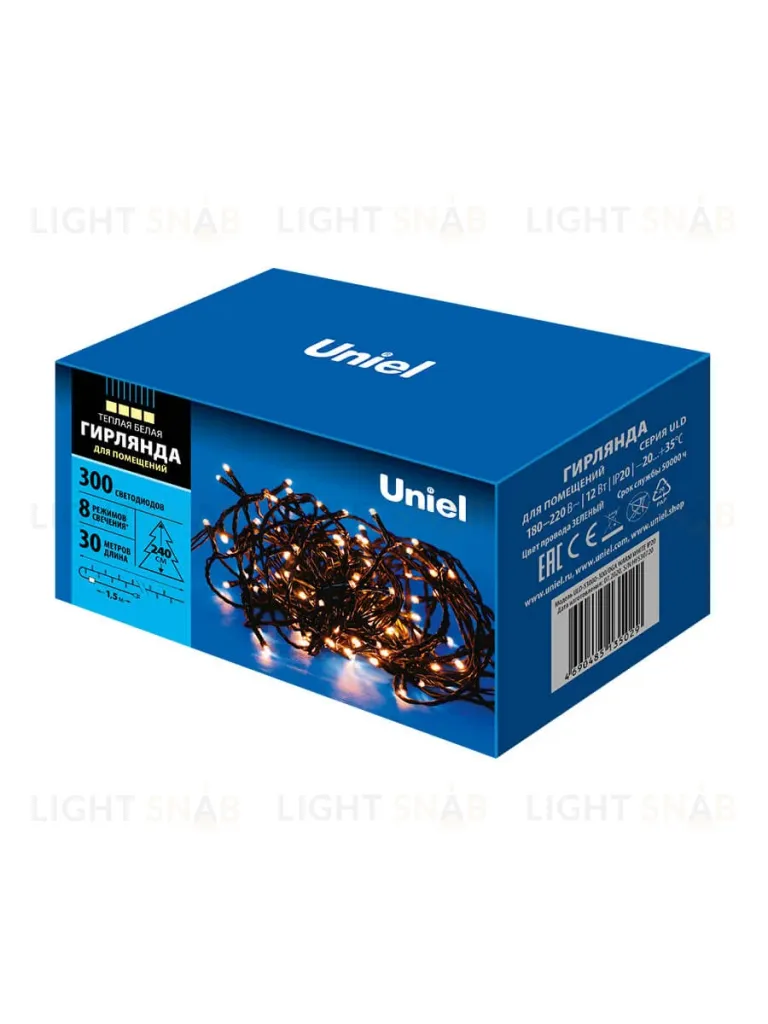 Светодиодная гирлянда Uniel (UL-00007312) теплый белый ULD-S3000-300/DGA Warm White IP20 ULD-S3000-300/DGA Warm White IP20