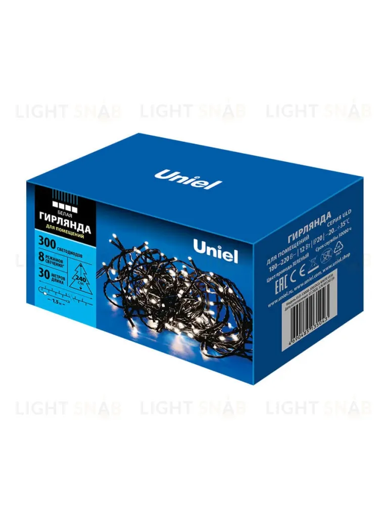 Светодиодная гирлянда Uniel (UL-00007313) белый ULD-S3000-300/DGA White IP20 ULD-S3000-300/DGA White IP20