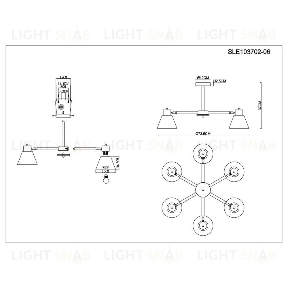 Потолочная люстра Evoluce Buve SLE103702-06 SLE103702-06