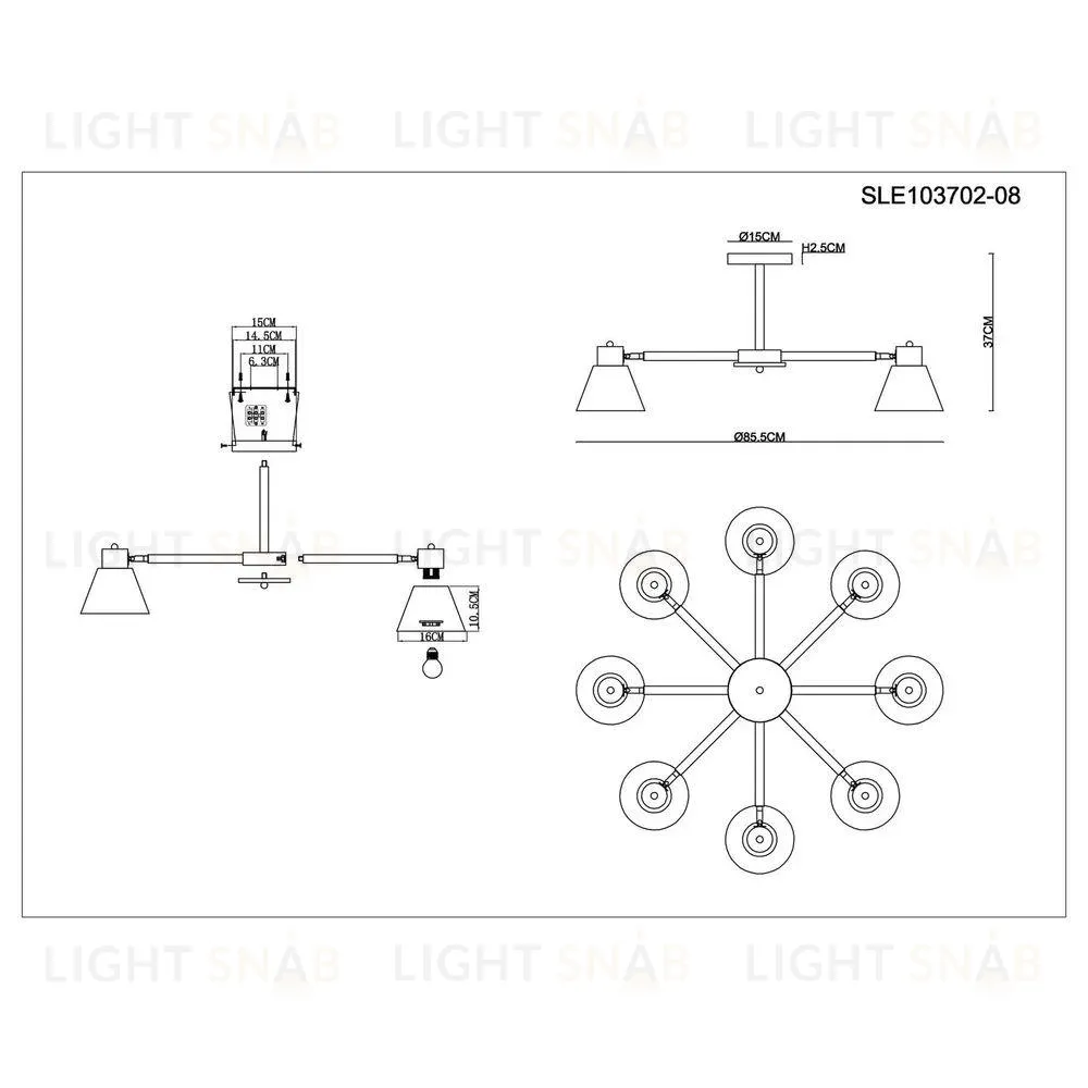Потолочная люстра Evoluce Buve SLE103702-08 SLE103702-08