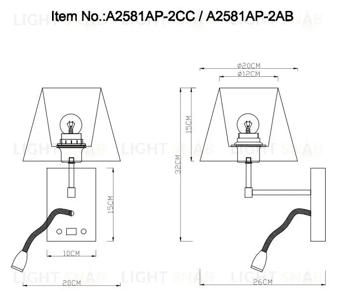 Бра Arte Lamp ELBA A2581AP-2CC A2581AP-2CC