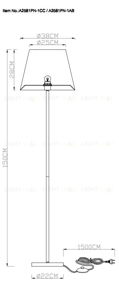 Торшер Arte Lamp ELBA A2581PN-1CC A2581PN-1CC