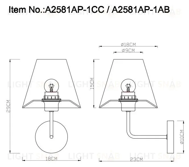 Бра Arte Lamp ELBA A2581AP-1AB A2581AP-1AB