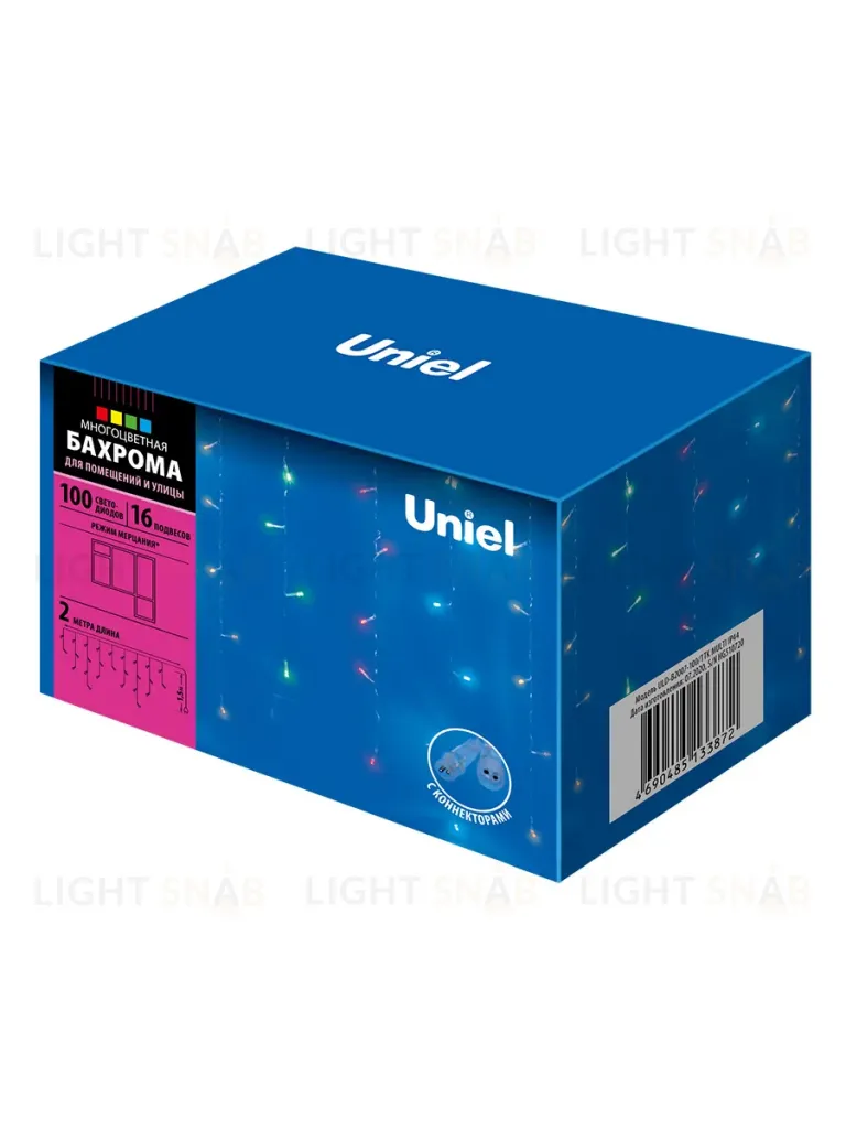 Уличная светодиодная гирлянда (UL-00007208) Uniel бахрома 220V разноцветный ULD-B2007-100/TTK Multi IP44 ULD-B2007-100/TTK Multi IP44