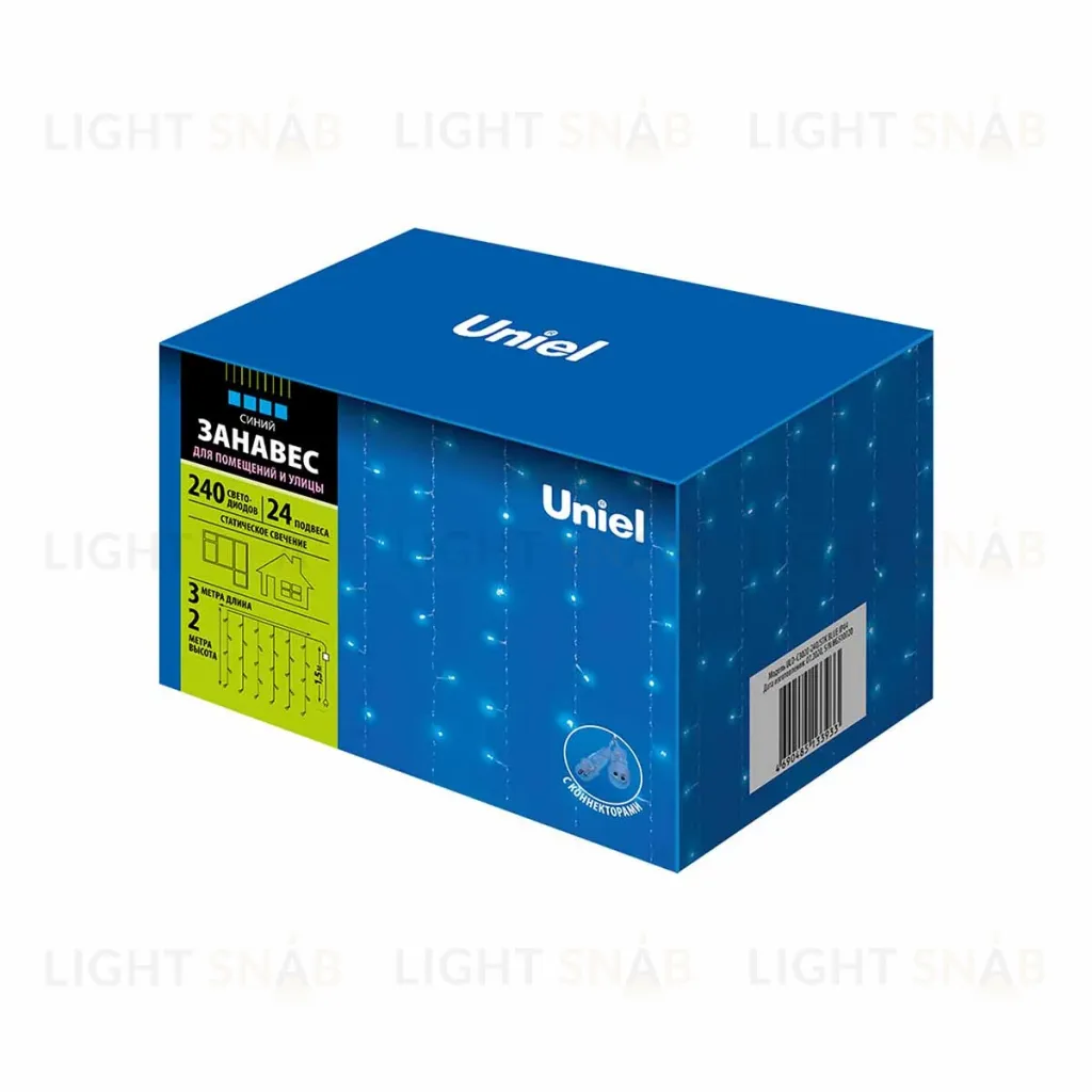 Уличная светодиодная гирлянда (UL-00007211) Uniel занавес 220V синий ULD-C3020-240/STK Blue IP44 ULD-C3020-240/STK Blue IP44