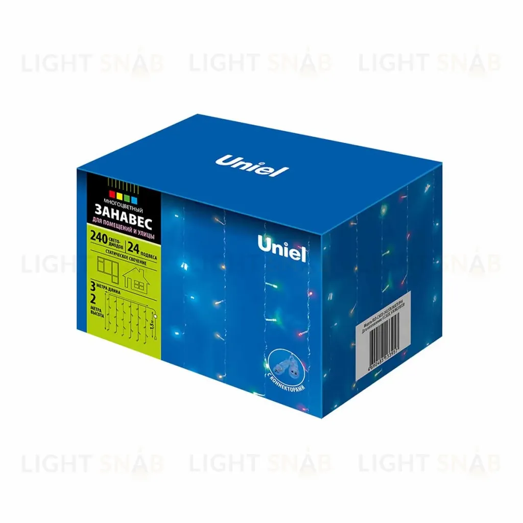 Уличная светодиодная гирлянда (UL-00007212) Uniel занавес 220V разноцветный ULD-C3020-240/STK Multi IP44 ULD-C3020-240/STK Multi IP44