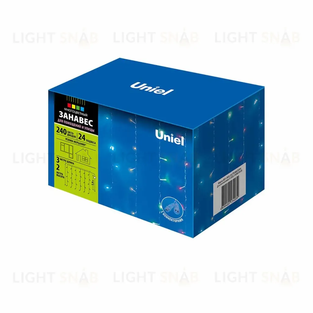 Уличная светодиодная гирлянда (UL-00007216) Uniel занавес 220V разноцветный ULD-C3020-240/TTK Multi IP44 ULD-C3020-240/TTK Multi IP44