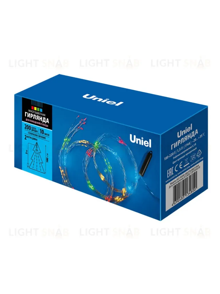 Уличная светодиодная гирлянда (UL-00007284) Uniel Лучи росы 220V  разноцветный ULD-E0200-200/STA Multi IP44 ULD-E0200-200/STA Multi IP44