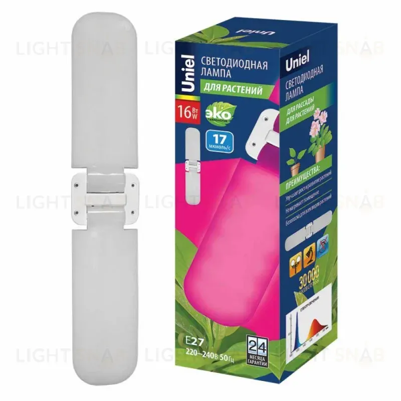 Лампа светодиодная для растений (UL-00007406) Uniel E27 16W матовая LED-P65-16W/SPSB/E27/FR/P2 PLP32WH LED-P65-16W/SPSB/E27/FR/P2 PLP32WH