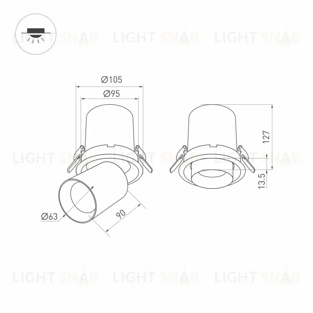 Встраиваемый светодиодный спот Arlight LTD-Pull-R100-10W Warm3000 031365 031365