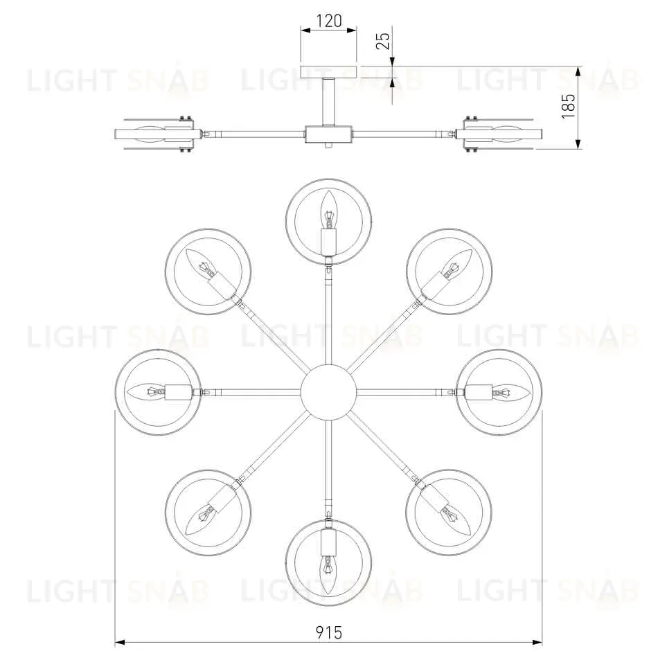 Потолочный светильник Eurosvet Gallo 70121/8 черный Smart a052342 70121/8 черный Smart