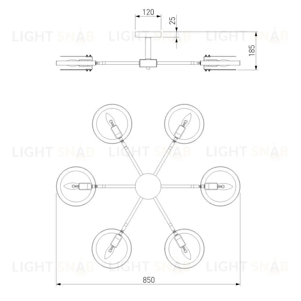 Потолочный светильник Eurosvet Gallo 70121/6 черный Smart a052341 70121/6 черный Smart