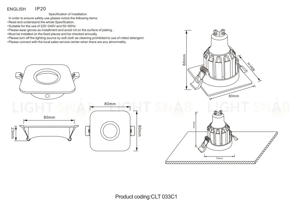 Встраиваемый светильник Crystal Lux CLT 033 CLT 033C1 WH CLT 033C1 WH