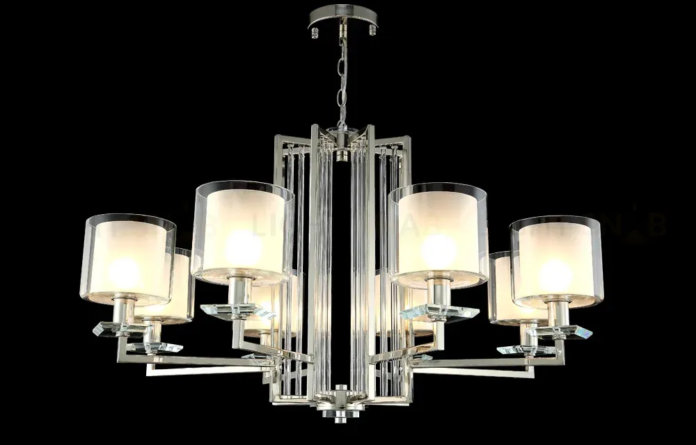 Подвесная люстра Crystal Lux Nicolas NICOLAS SP-PL8 NICKEL/WHITE NICOLAS SP-PL8 NICKEL/WHITE