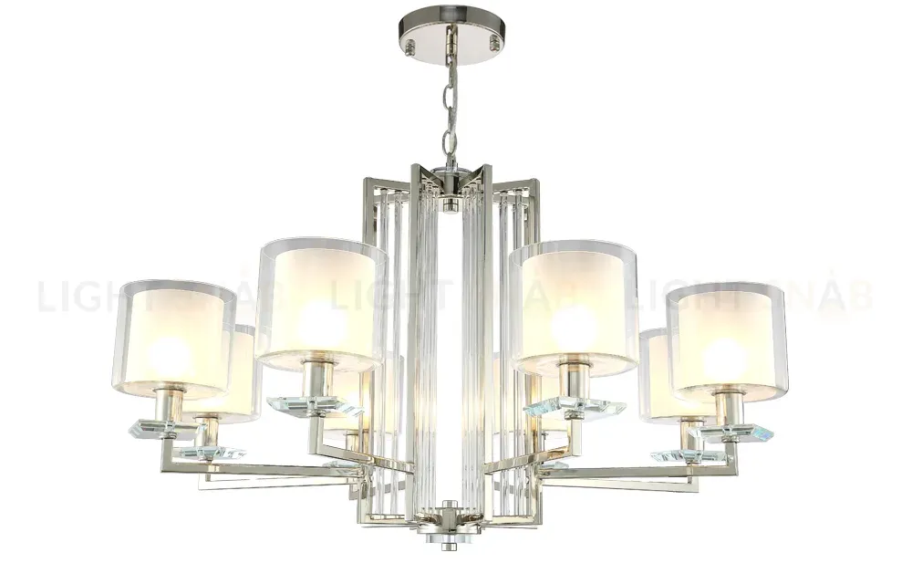Подвесная люстра Crystal Lux Nicolas NICOLAS SP-PL8 NICKEL/WHITE NICOLAS SP-PL8 NICKEL/WHITE