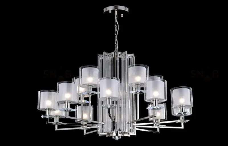 Подвесная люстра Crystal Lux Nicolas NICOLAS SP-PL10+5 NICKEL/WHITE NICOLAS SP-PL10+5 NICKEL/WHITE