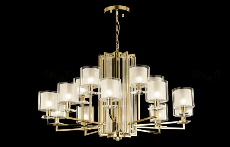 Подвесная люстра Crystal Lux Nicolas NICOLAS SP-PL10+5 GOLD/WHITE NICOLAS SP-PL10+5 GOLD/WHITE