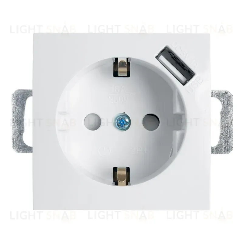 Розетка Stekker Эрна c/з 16A 250V с защитной шторкой и с USB белый PST16-9111-01 39318 39318