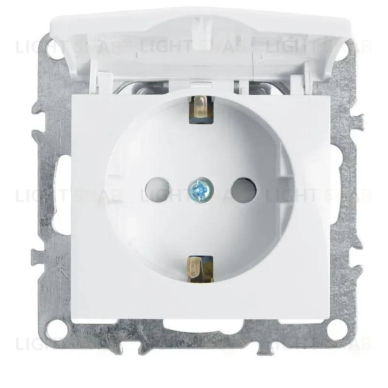 Розетка Stekker Эрна с/з 16A 250V с крышкой защитной шторкой белый PST16-9112-01 39319 39319