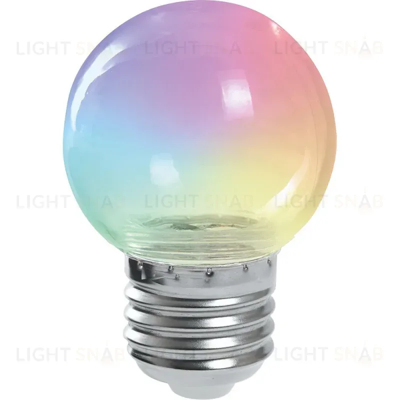 Лампа светодиодная Feron LB-37 шар прозрачный E27 1W RGB плавная смена цвета 38132 38132