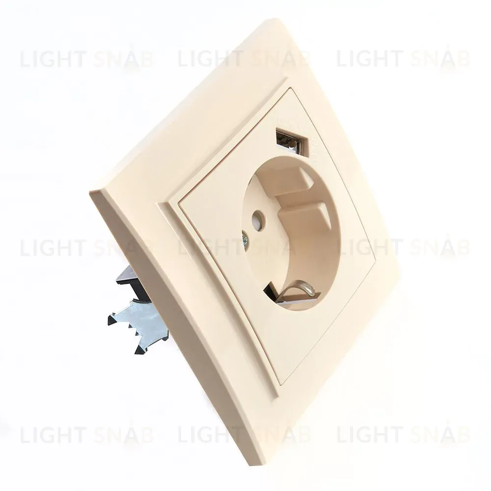Розетка 1-местная Stekker PST16-9011-02 с защитной шторкой и с USB 39237 39237