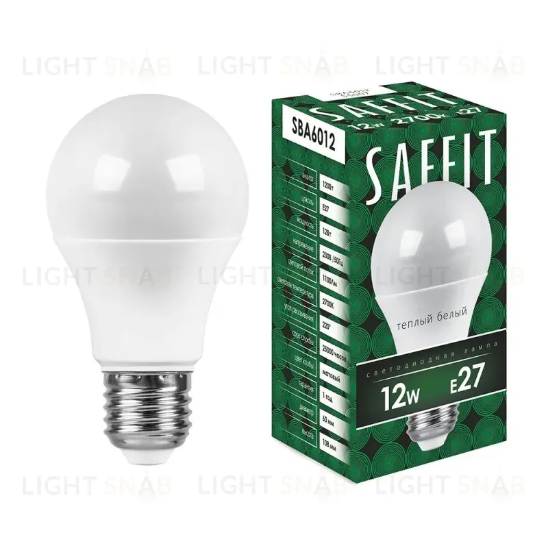 Лампа светодиодная Saffit SBA6012 шар E27 12W 2700K 55007 55007