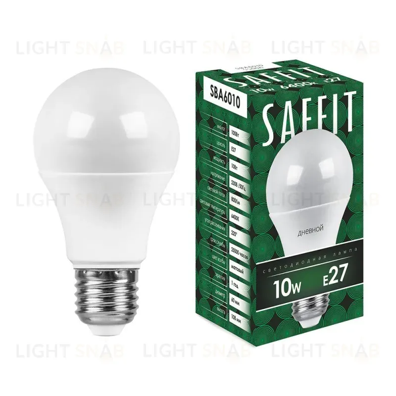 Лампа светодиодная Saffit SBA6010 шар E27 10W 6400K 55006 55006