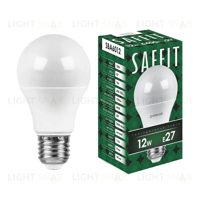 Лампа светодиодная Saffit SBA6012 шар E27 12W 6400K 55009 55009