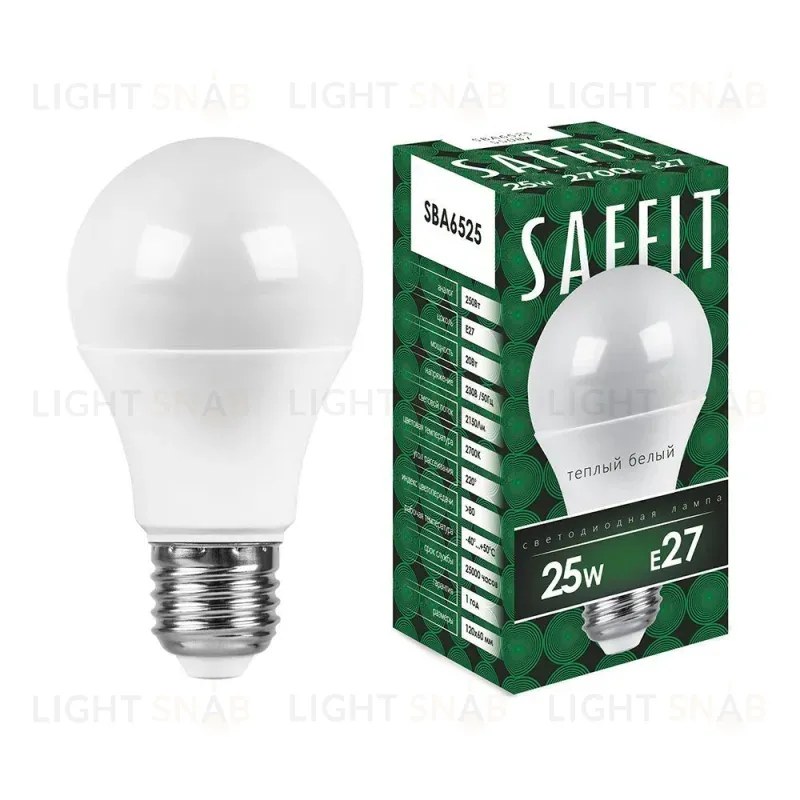 Лампа светодиодная Saffit SBA6525 шар E27 25W 2700K 55087 55087