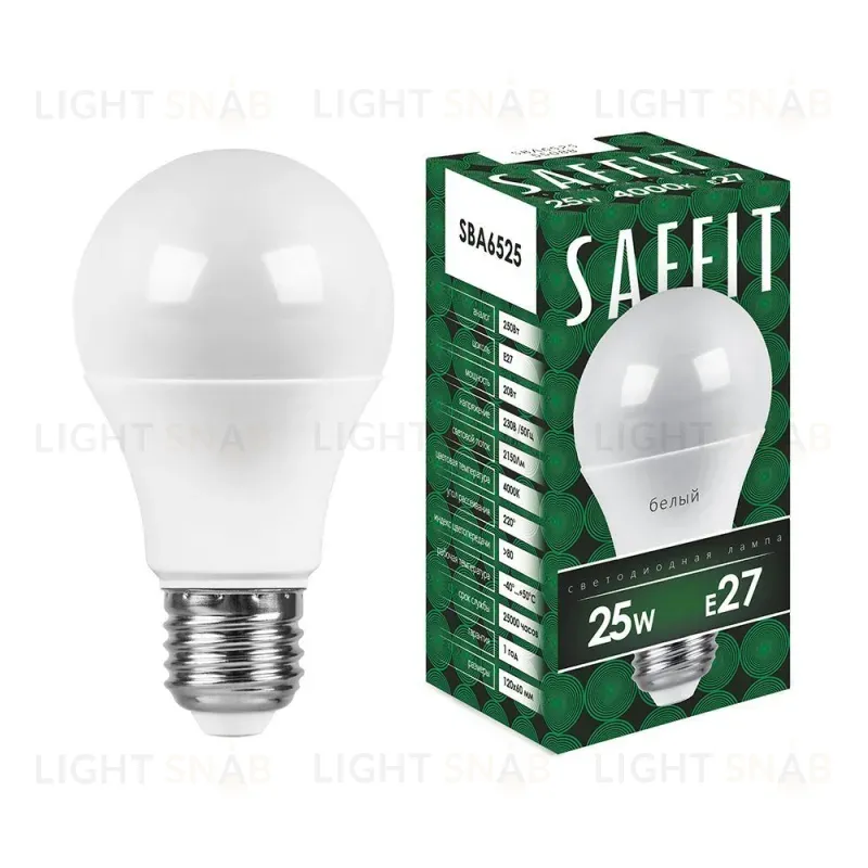 Лампа светодиодная Saffit SBA6525 шар E27 25W 4000K 55088 55088