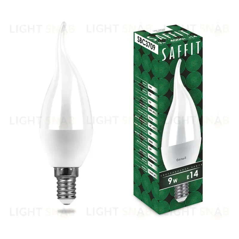 Лампа светодиодная Saffit SBC3709 Свеча на ветру E14 9W 4000K 55130 55130