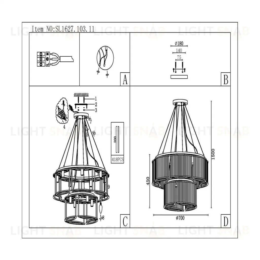 Подвесная люстра ST Luce Velletri SL1627.103.11 SL1627.103.11