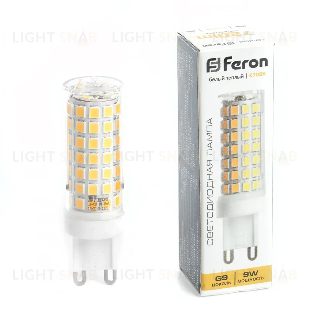 Лампа светодиодная Feron G9 9W 2700K капсульная LB-434 38146 38146