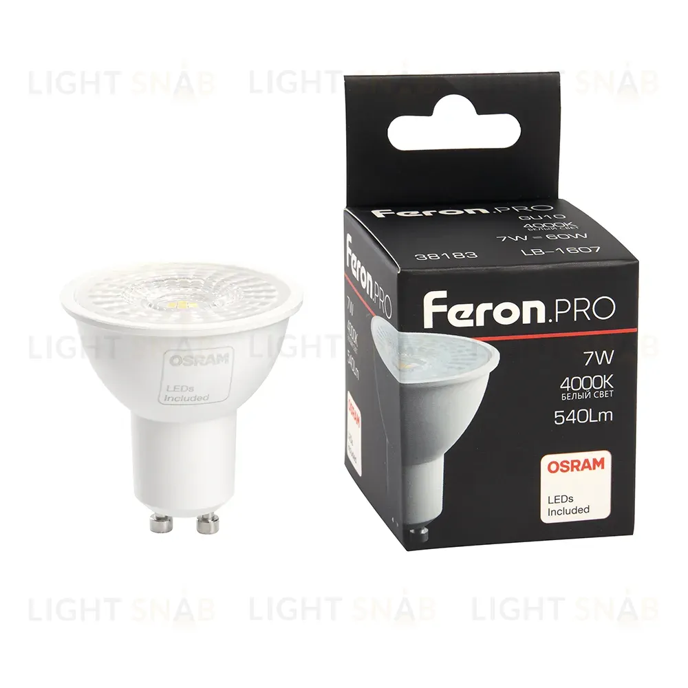 Лампа светодиодная Feron GU10 7W 4000K рефлекторная LB-1607 38183 38183